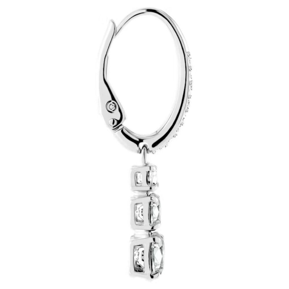 Swarovski Stilla Attract hoop earrings Round cut, White, Rhodium plated - Picture 5 of 11